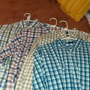 Colorful checked shirts.